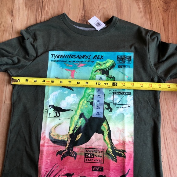NEW TYRANNOSAUR REX T Shirt Green XL Boy’s Unisex OLD NAVY - Picture 5 of 14
